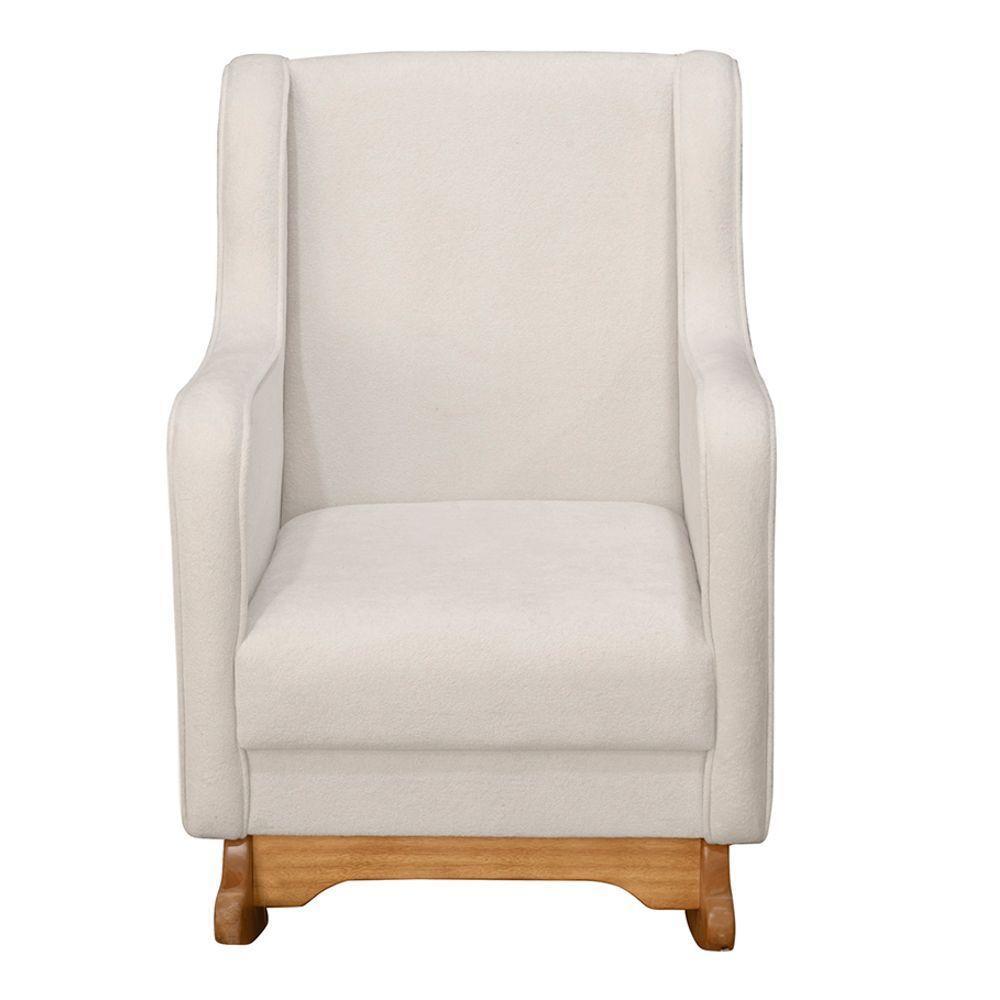 Poltrona De Amamentação E Descanso áquilla Com Base Balanço E Puff Bouclé Off White - Desk Design - 2