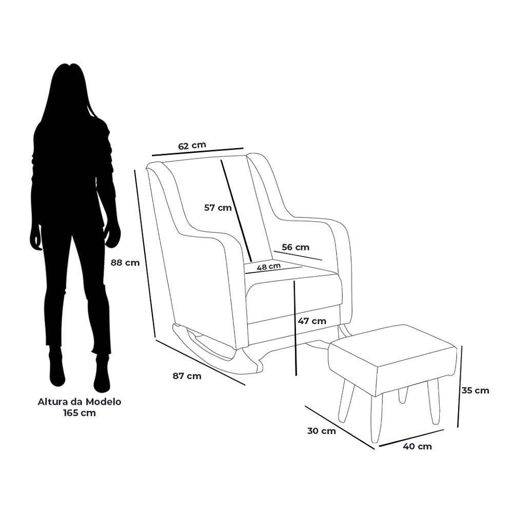 Poltrona De Amamentação E Descanso áquilla Com Base Balanço E Puff Bouclé Off White - Desk Design - 4