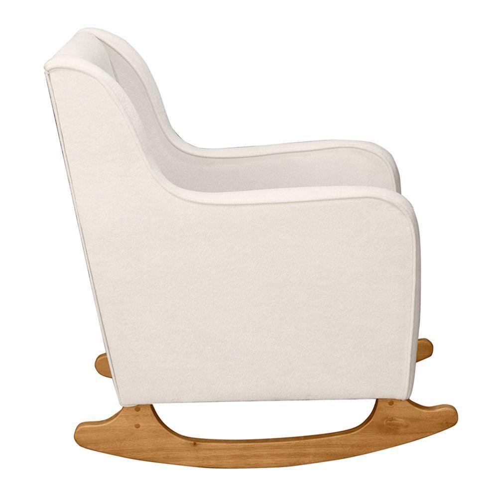 Poltrona De Amamentação E Descanso áquilla Com Base Balanço E Puff Bouclé Off White - Desk Design - 5