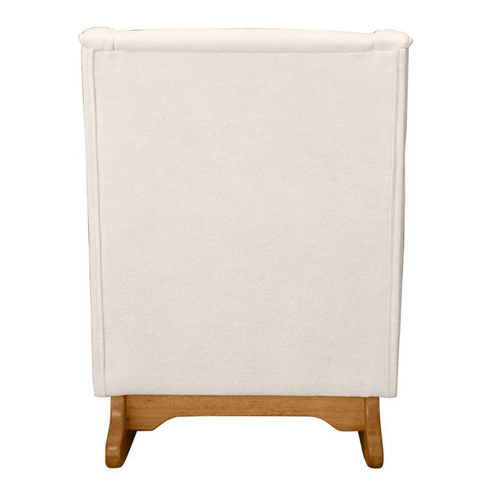 Poltrona De Amamentação E Descanso áquilla Com Base Balanço E Puff Bouclé Off White - Desk Design - 6