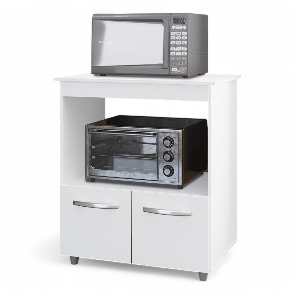 Balcão Cozinha Para Forno Micro-ondas Multiuso Angel 02 Portas Branco - Desk Design - 1