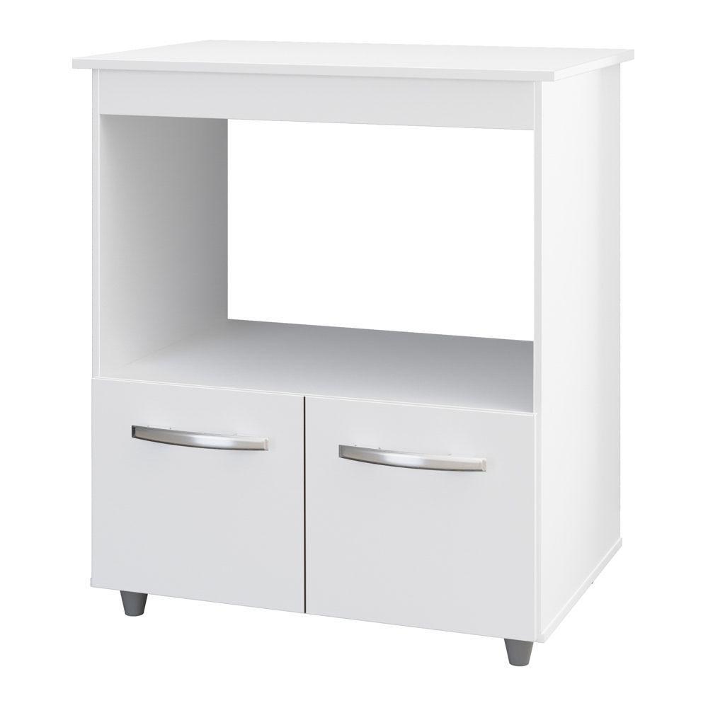 Balcão Cozinha Para Forno Micro-ondas Multiuso Angel 02 Portas Branco - Desk Design - 6