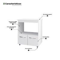 Balcão Cozinha Para Forno Micro-ondas Multiuso Angel 02 Portas Branco - Desk Design - 5