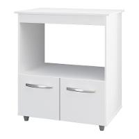 Balcão Cozinha Para Forno Micro-ondas Multiuso Angel 02 Portas Branco - Desk Design - 6