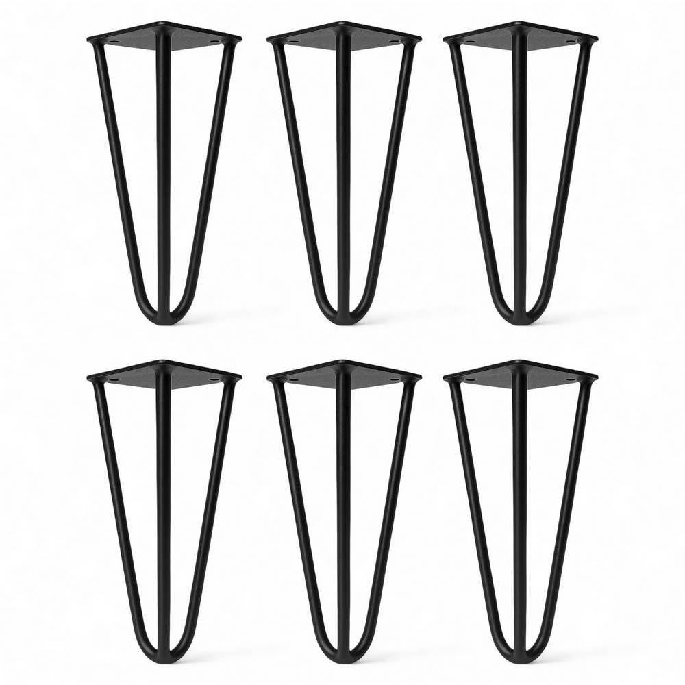 Kit 06 Pés Hairpin Legs 15cm Aramado De Aço Triplo Para Móveis E Estofados - Desk Design - 1