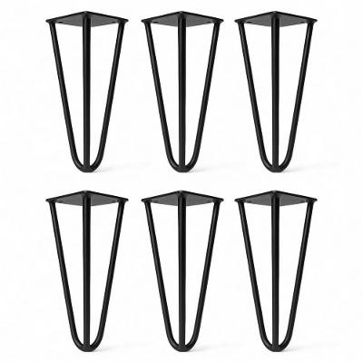 Kit 06 Pés Hairpin Legs 15cm Aramado De Aço Triplo Para Móveis E Estofados - Desk Design