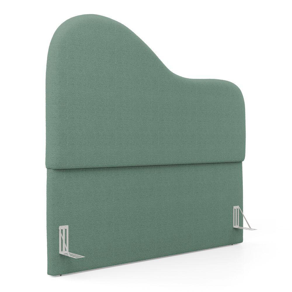 Cabeceira Orgânica Cama Box Casal Padrão Sea 140cm Com Frame Bouclé Verde Menta - Desk Design - 1