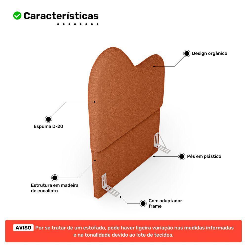 Cabeceira Orgânica Cama Box Solteiro Sea 90cm Com Frame Bouclé Terracota - Desk Design - 3