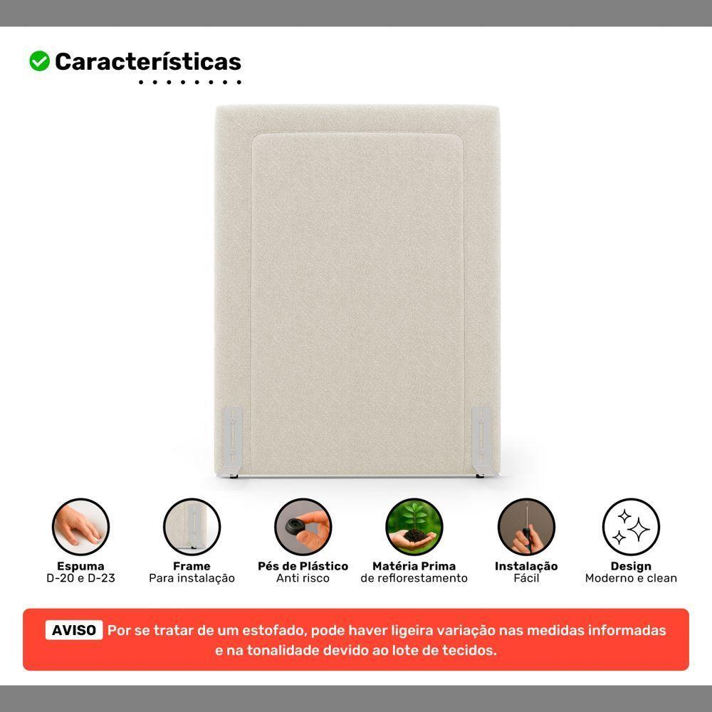 Cabeceira Cama Box Solteiro Alba 90cm Com Frame Bouclé Bege - Desk Design - 3