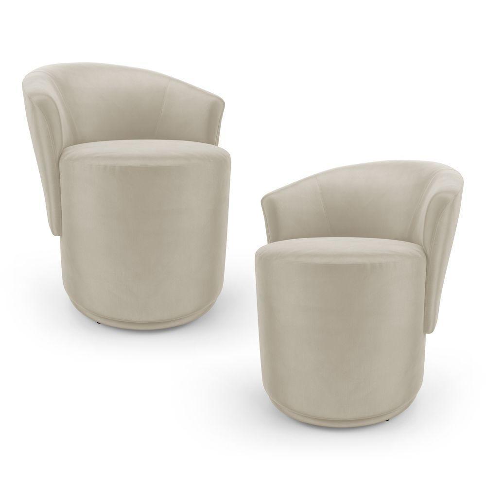 Kit 02 Poltronas Orgânicas Living Mavi Fixa Veludo Bege Claro - Desk Design - 1