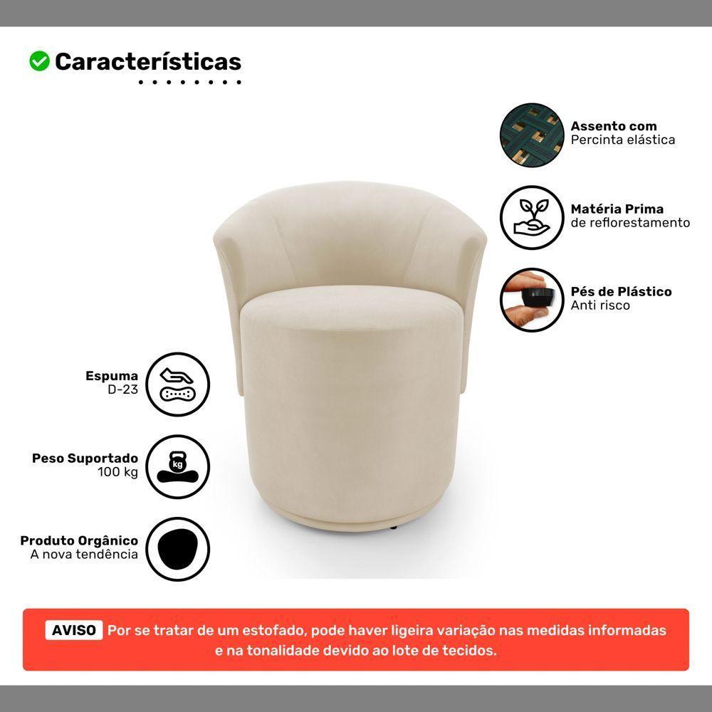 Kit 02 Poltronas Orgânicas Living Mavi Fixa Veludo Bege Claro - Desk Design - 3