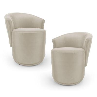 Kit 02 Poltronas Orgânicas Living Mavi Fixa Veludo Bege Claro - Desk Design