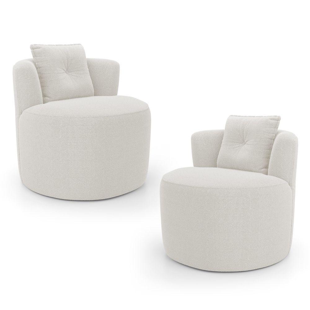 Kit 02 Poltronas Orgânicas Living Bob Com 01 Almofada Bouclê Off White - Desk Design - 1