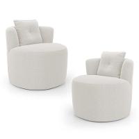 Kit 02 Poltronas Orgânicas Living Bob Com 01 Almofada Bouclê Off White - Desk Design - 1