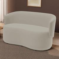 Poltrona Namoradeira Aisha 02 Lugares Orgânica Veludo Bege Claro - Desk Design - 1