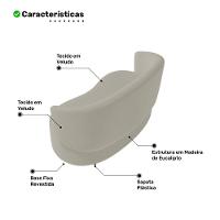 Poltrona Namoradeira Aisha 02 Lugares Orgânica Veludo Bege Claro - Desk Design - 3