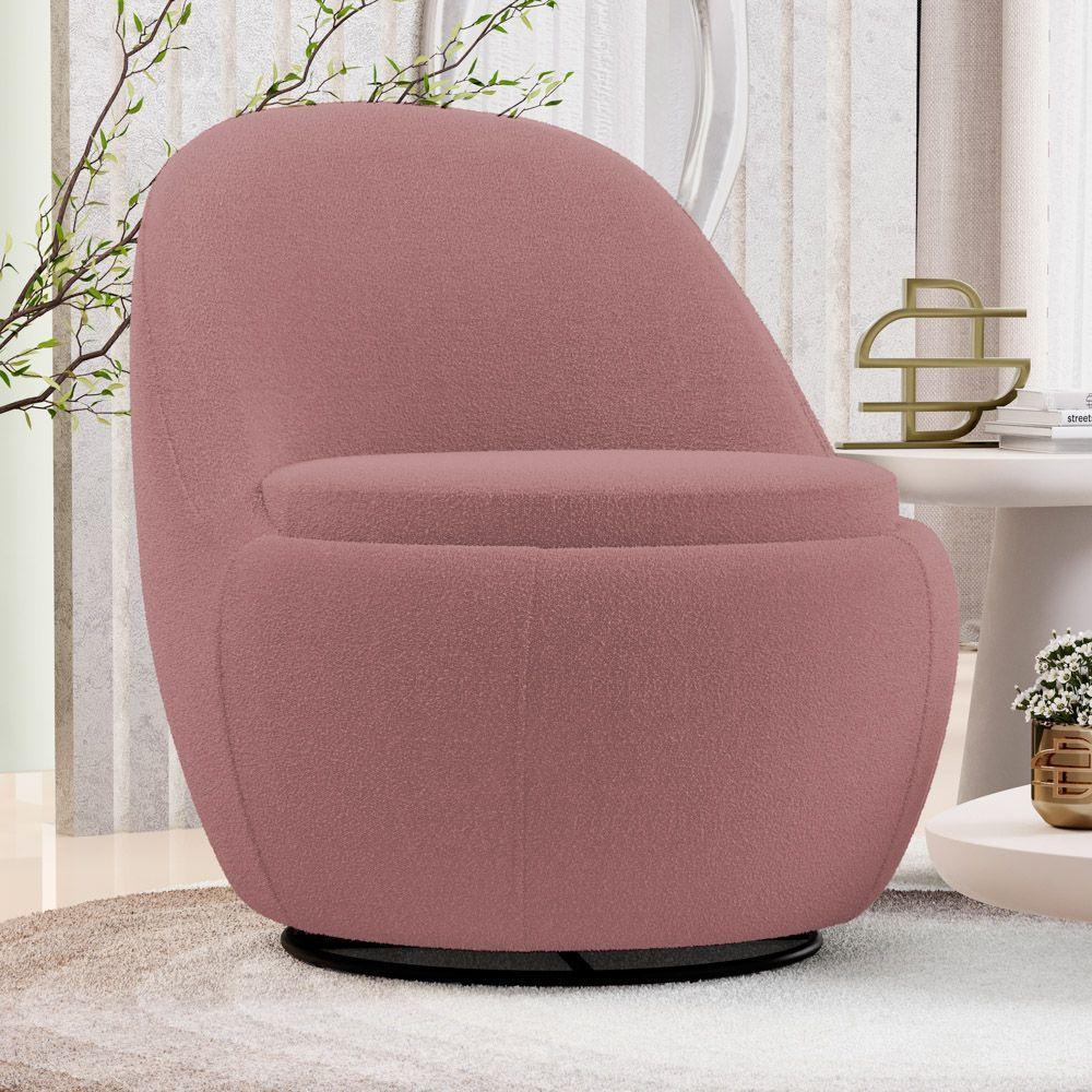 Poltrona Orgânica Living Memphis Base Giratória Bouclê Rosé - Desk Design - 2