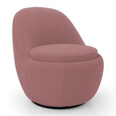 Poltrona Orgânica Living Memphis Giratória Bouclê Rosê Desk Design
