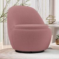 Poltrona Orgânica Living Memphis Base Giratória Bouclê Rosé - Desk Design - 2