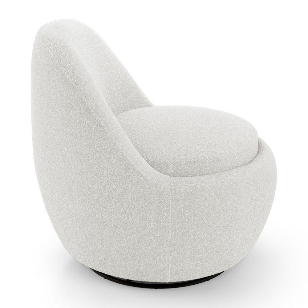 Kit 02 Poltronas Orgânicas Living Memphis Base Giratória Bouclê Off White - Desk Design - 5