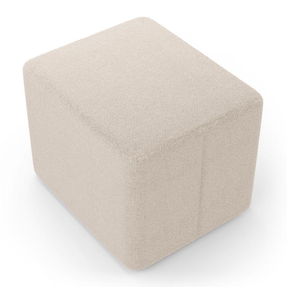 Kit 02 Puffs Decorativos Living Yumi Retangular 60cm Bouclê Bege - Desk Design - 6