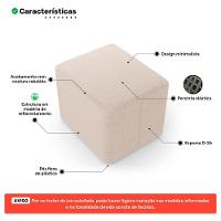 Kit 02 Puffs Decorativos Living Yumi Retangular 60cm Bouclê Bege - Desk Design - 3