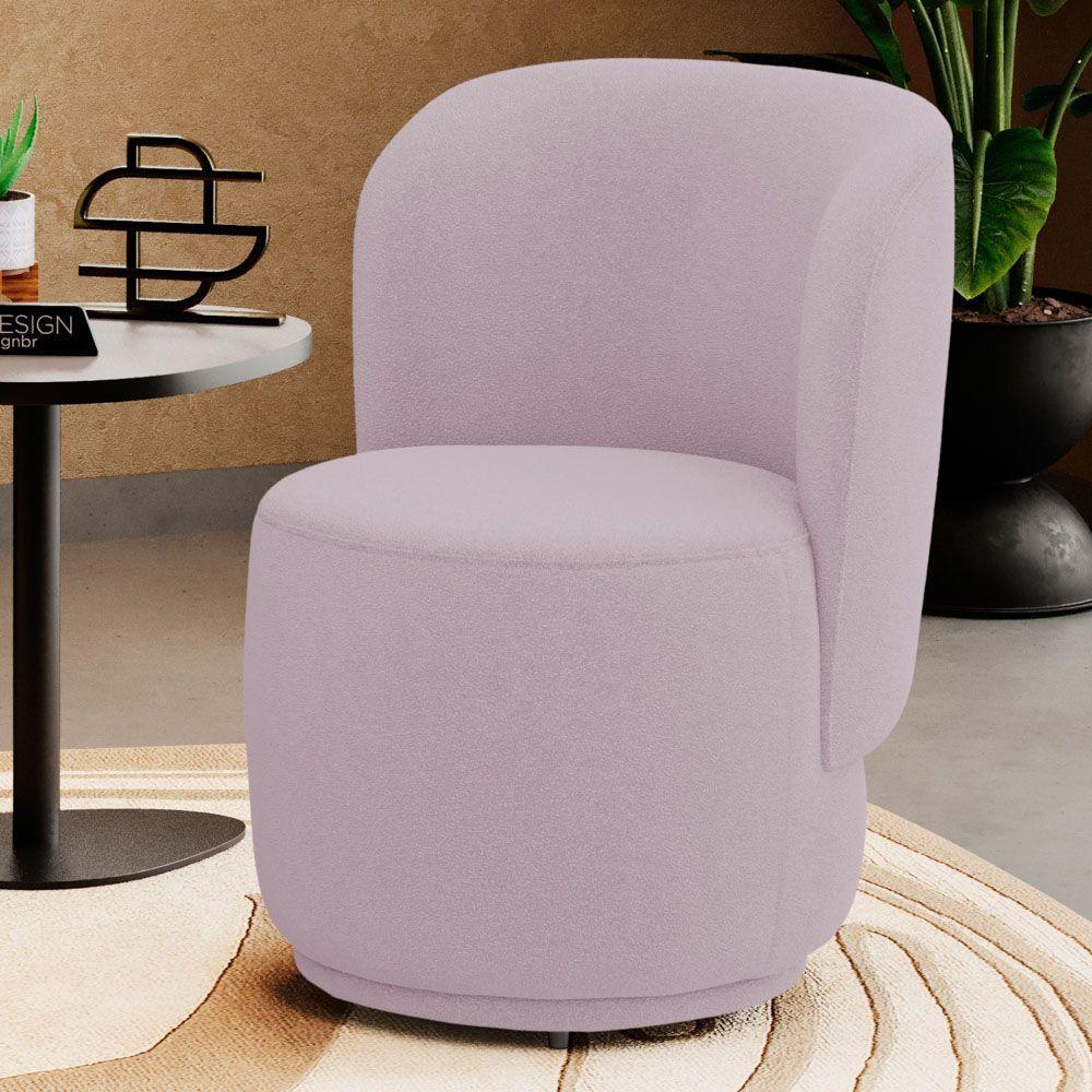 Poltrona Orgânica Decorativa Living Molly Bouclê Rosé - Desk Design - 2