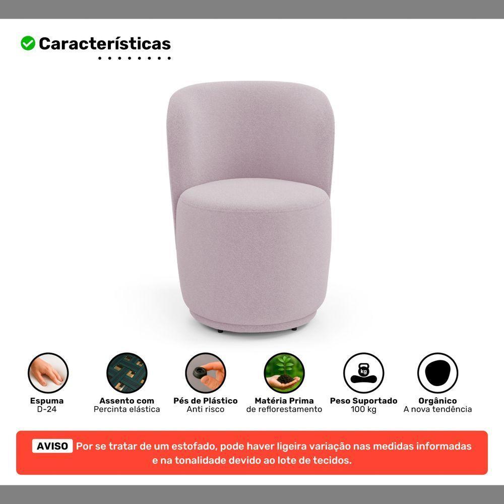 Poltrona Orgânica Decorativa Living Molly Bouclê Rosé - Desk Design - 3