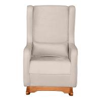 Poltrona De Amamentação E Descanso Renata Com Base Balanço E Puff Veludo Bege - Desk Design - 3