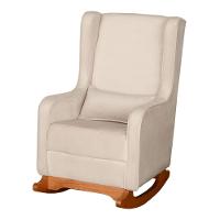 Poltrona De Amamentação E Descanso Renata Com Base Balanço E Puff Veludo Bege - Desk Design - 5