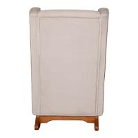 Poltrona De Amamentação E Descanso Renata Com Base Balanço E Puff Veludo Bege - Desk Design - 7