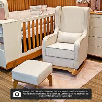 Poltrona De Amamentação E Descanso Renata Com Base Balanço E Puff Veludo Bege - Desk Design - 8