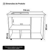 Balcão Para Cooktop Anna 114cm 03 Portas Com Tampo Recortado Savana Preto - Desk Design