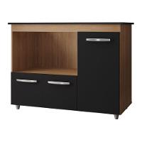 Balcão Para Cooktop Anna 114cm 03 Portas Com Tampo Recortado Savana Preto - Desk Design - 6