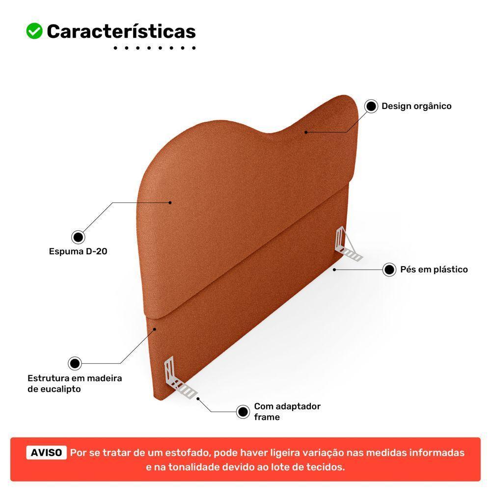 Cabeceira Orgânica Cama Box Casal Padrão Sea 140cm Com Frame Bouclé Terracota - Desk Design - 3