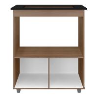 Balcão Para Cooktop Elis 75cm 02 Portas Com Tampo Recortado Savana Off White - Desk Design - 3