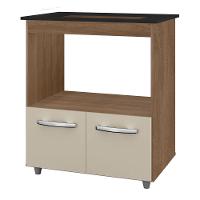 Balcão Para Cooktop Elis 75cm 02 Portas Com Tampo Recortado Savana Off White - Desk Design - 6