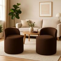 Kit 2 Puff Orgânico Encosto Suede Redondo Quarto Sala Estar Marrom - 2