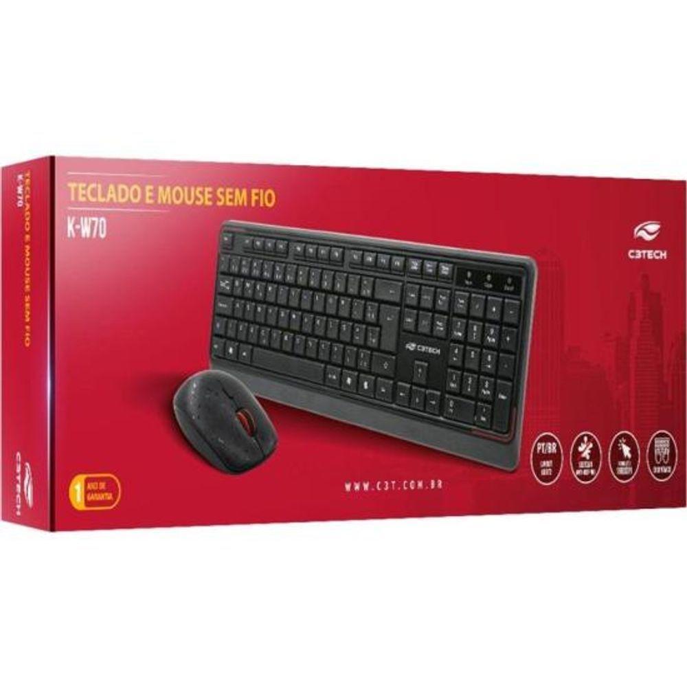 Kit Teclado E Mouse Sem Fio C3tech W70bk Preto - 4
