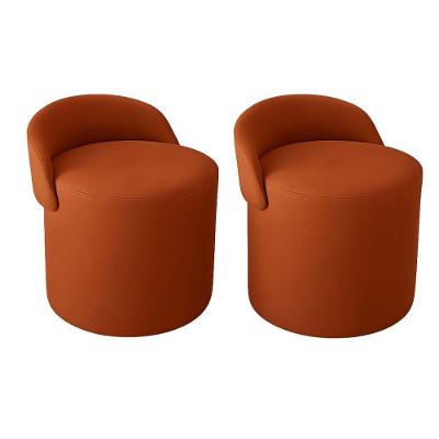 Kit 2 Puff Orgânico Encosto Suede Redondo Quarto Sala Estar Terracota