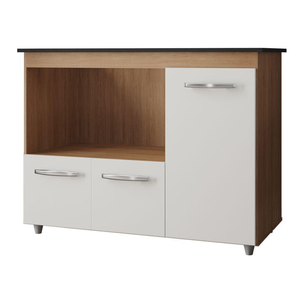 Balcão Para Cooktop Anna 114cm 03 Portas Com Tampo Recortado Savana Off White - Desk Design - 5