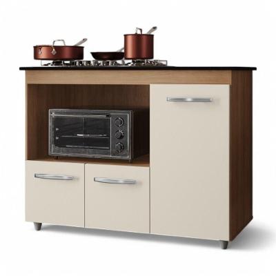 Balcão Para Cooktop Anna 114cm 03 Portas Com Tampo Recortado Savana Off White - Desk Design