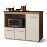 Balcão Para Cooktop Anna 114cm 03 Portas Com Tampo Recortado Savana Off White - Desk Design - 1