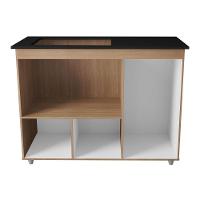 Balcão Para Cooktop Anna 114cm 03 Portas Com Tampo Recortado Savana Off White - Desk Design - 2