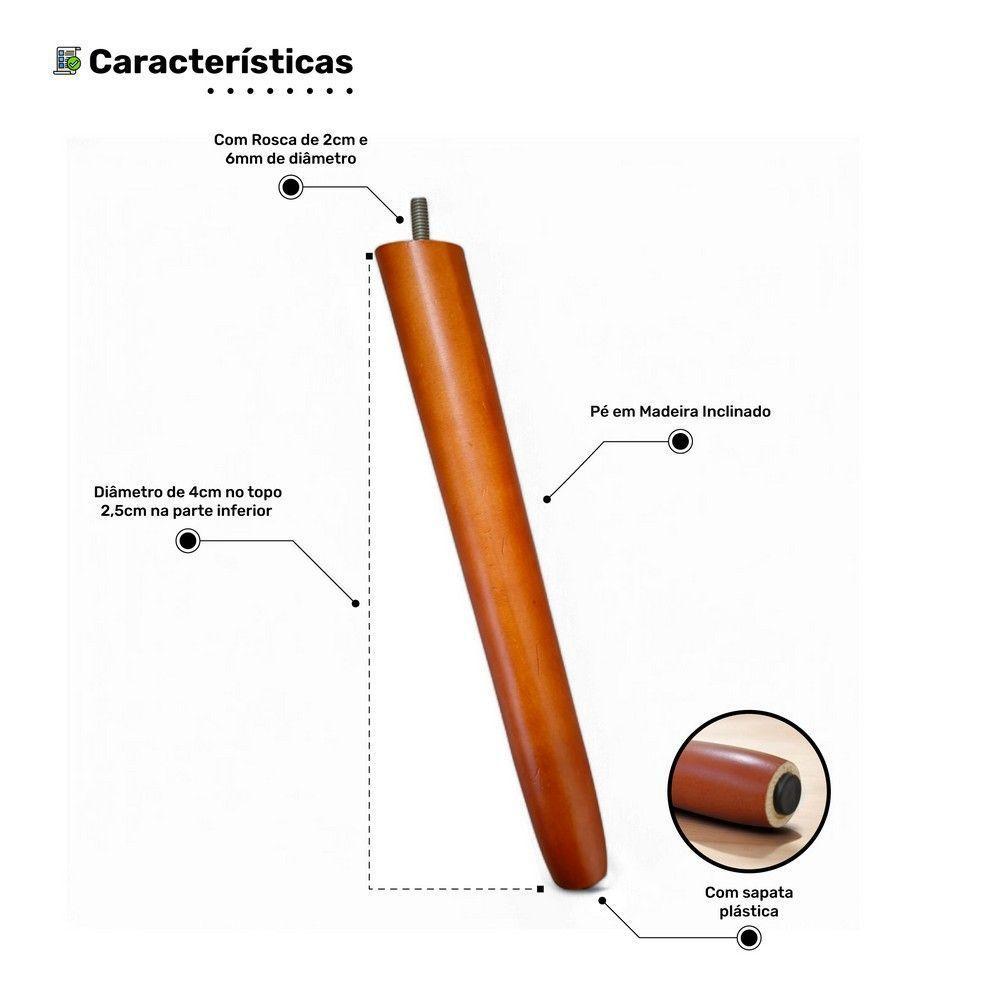 Kit 03 Pés Palito 30cm Madeira Inclinado Para Poltrona E Móveis Em Geral - 3