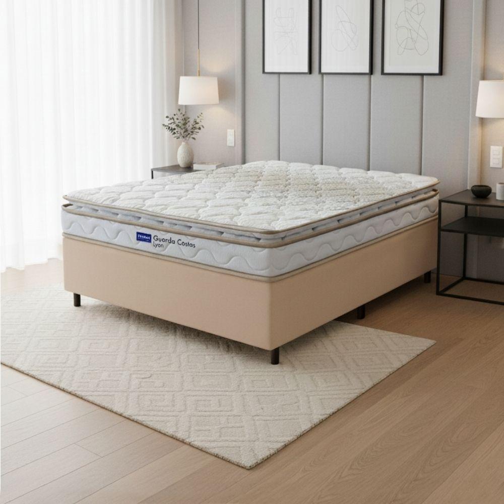Colchão Casal Probel Espuma D33 Pillow Top 138x188x18cm Guarda Costas Lyon Branco/bege - 2