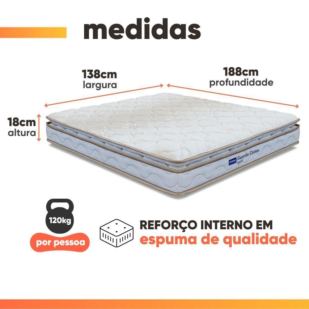 Colchão Casal Probel Espuma D33 Pillow Top 138x188x18cm Guarda Costas Lyon Branco/bege - 3