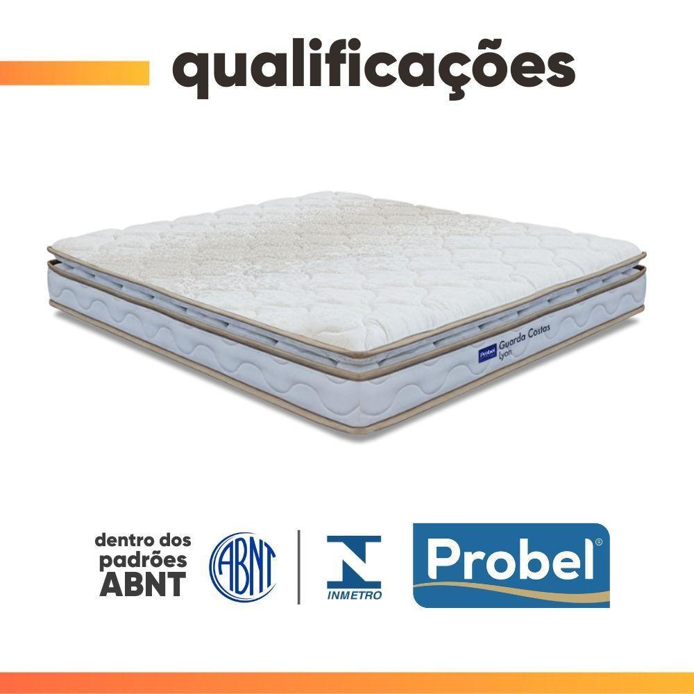 Colchão Casal Probel Espuma D33 Pillow Top 138x188x18cm Guarda Costas Lyon Branco/bege - 5