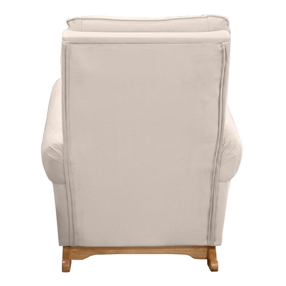 Poltrona De Amamentação E Descanso Paris Com Base Balanço E Puff Veludo Bege - Desk Design - 6