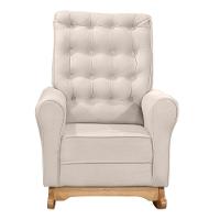 Poltrona De Amamentação E Descanso Paris Com Base Balanço E Puff Veludo Bege - Desk Design - 3